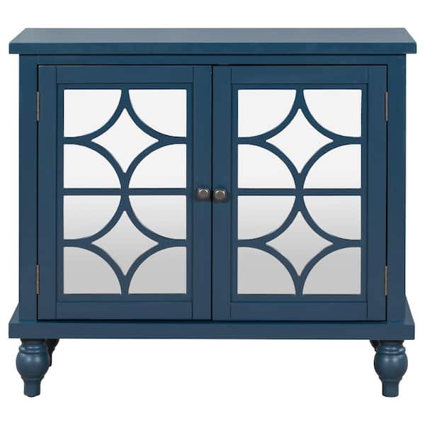 Tileon 35 in. W x 13.6 in. D x 31.7 in. H in Dark Blue MDF Ready to Assemble Kitchen Cabinet with Solid wood Frame and Legs