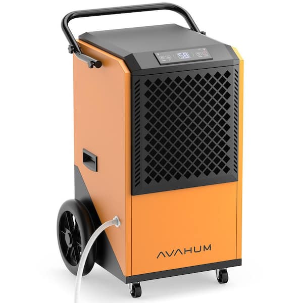 350 pt. 9,000 sq. ft. Bucket Less Commercial Dehumidifier with Drain Hose Auto Defrost for Basement Warehouse in Orange