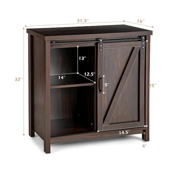 Wooden Bathroom Storage Cabinet with Sliding Barn Door and 3-level  Adjustable Shelves - Costway