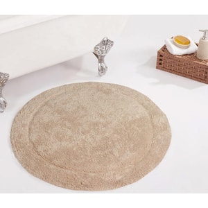 Waterford Collection 100% Cotton Tufted Non-Slip Bath Rug, 30 in. Round, Linen