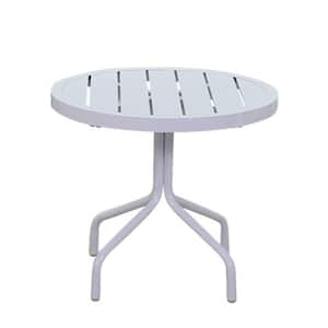 Santa Fe 20 in. Round End Table with Aluminum Slat Top in White