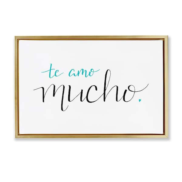 Stupell Industries I Love You Turquoise by SD Graphics Studio Gold Floater Frame Typography Graphic Art Print 21 in. x 31 in.