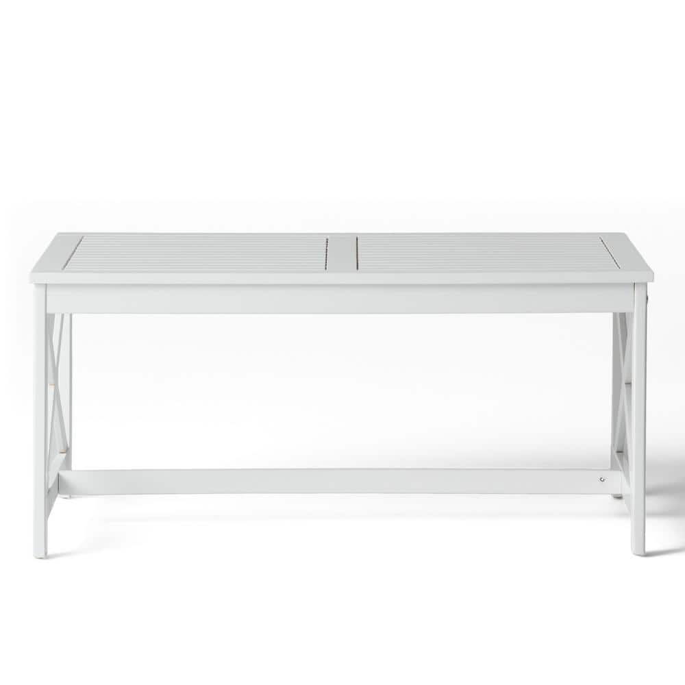 Ivan White Rectangle Wood Outdoor Patio Coffee Table price history on PriceWatchPro