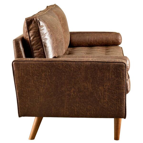 Allwex 70 in. Square Arm 2-Seater Sofa in Dark Brown YSL301
