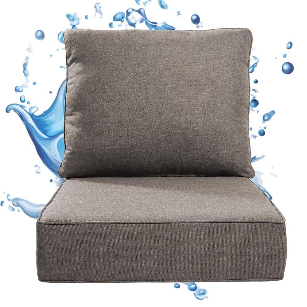 24 in., x 24 in., x 6 in., 2-Piece Repacement Deep Seating Olefin Outdoor Lounge Chair Cushion in Gray price history on PriceWatchPro