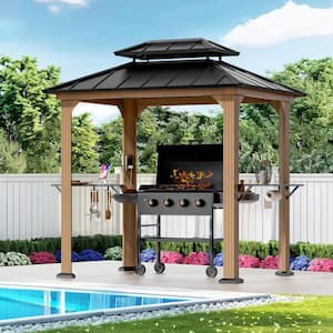 UIG10600004WTHDUltra Series 6 ft. x 8 ft. Brown Wood looking and Aluminum Hard Top Grill Gazebo