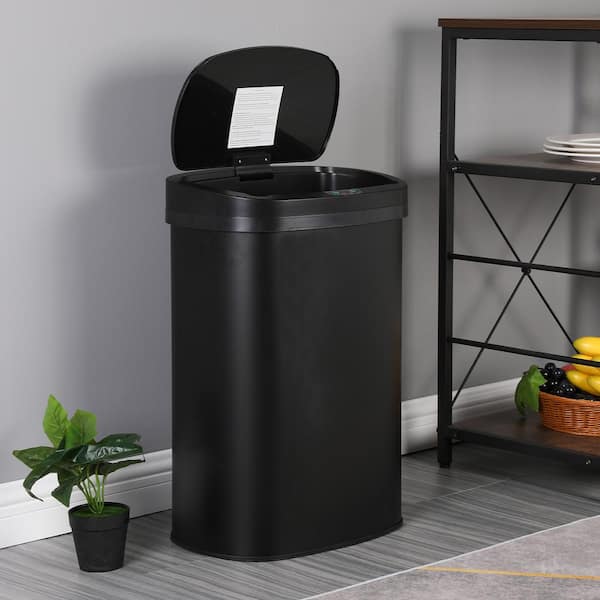 Taylor 13 Gal. Black Metal Household Trash Can Motion Sensor Lid