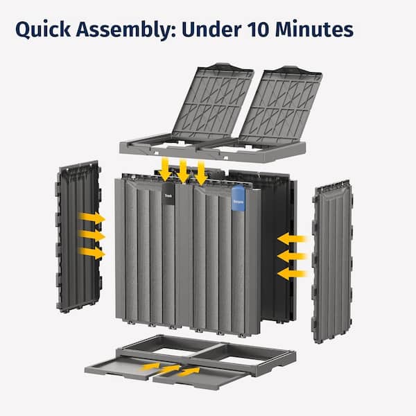 EAST OAK 62 Gal 31.46 x 31.3 x 16.5Grey Trash Indoor/Outdoor