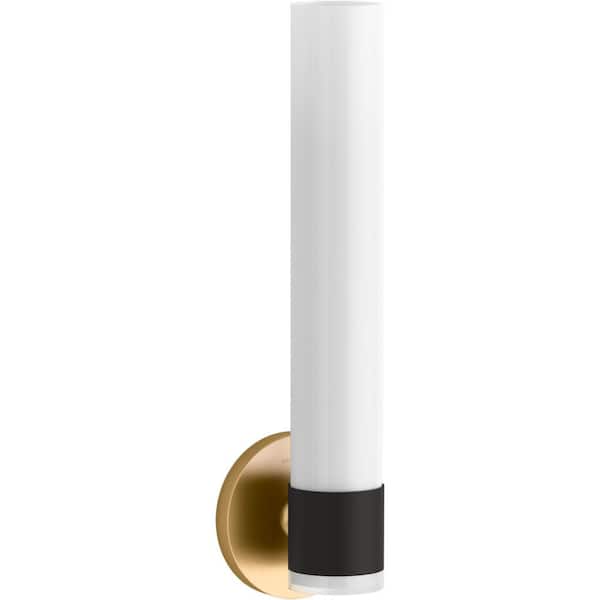 Purist 1 Light Tube Black with Brass Trim Indoor Bathroom Wall Sconce, UL Listed