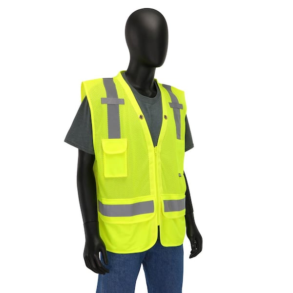 Hi Viz Vis Safety Vest High Visibility Waistcoat Work Surveyor With Pockets Tops 