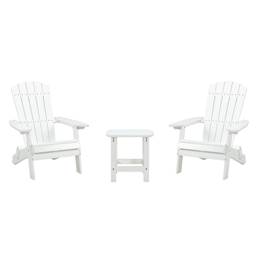 JAYDEN CREATION Louise White Folding Plastic Adirondack Chair Outdoor 3