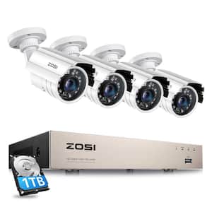 8 Channel 1080p Full HD 1TB Hard Drive Security Camera System with 4 Wired Bullet Cameras