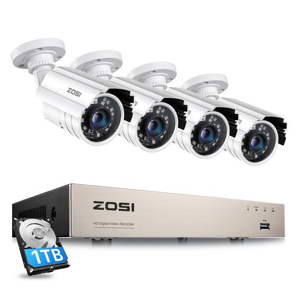 ZOSI 8 Channel 1080p Full HD 1TB Hard Drive Security Camera System with