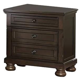 3-Drawer Dark Brown Wooden Mid Century Design Night Stand Chest 28 in. L x 18 in. W x 29.25 in. H