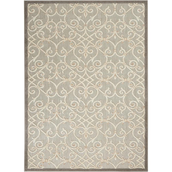 Aloha Natural 5 ft. x 8 ft. Moroccan Modern Indoor/Outdoor Patio Area Rug