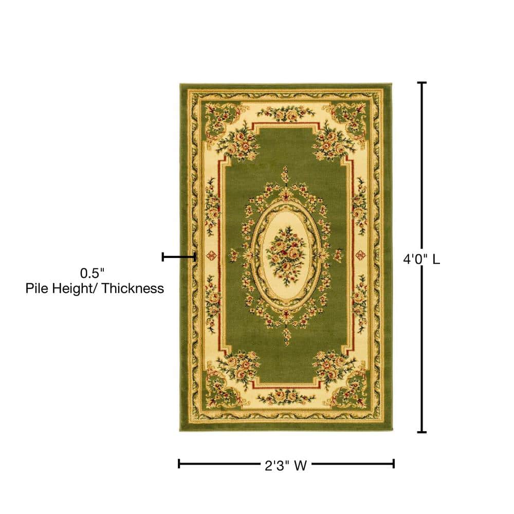 Safavid Style Sage and Ivory Rectangular Synthetic Area Rug