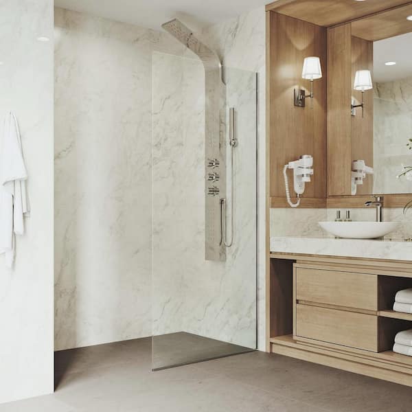 VIGO Zenith 34 in. W x 74 in. H Frameless Fixed Shower