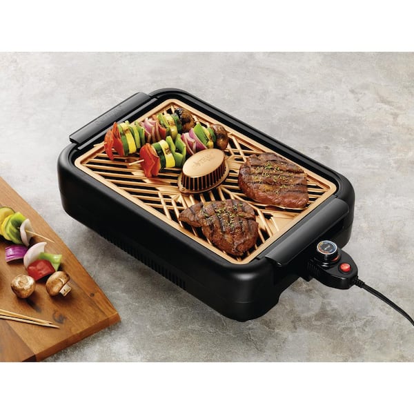 Gotham Steel 150 sq. in. Black Copper Non-Stick Ti-Ceramic Electric  Smoke-less Indoor Grill with Smoke Extraction Fan 7143 - The Home Depot