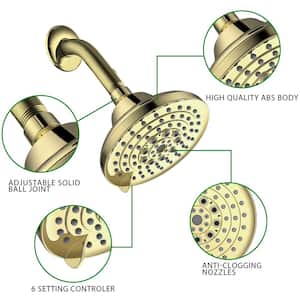 1-Piece 6 Spray Bath Hardware Set with High Pressure Included Mounting Hardware in Brushed Gold
