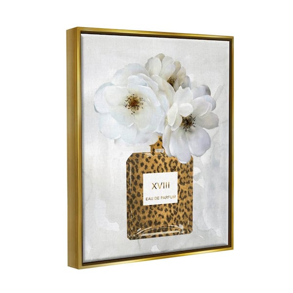 The Stupell Home Decor Collection Leopard Print Perfume Bottle Glam Spring  Florals by Carol Robinson Floater Frame Nature Wall Art Print 21 in. x 17  in. ai-909_ffg_16x20 - The Home Depot