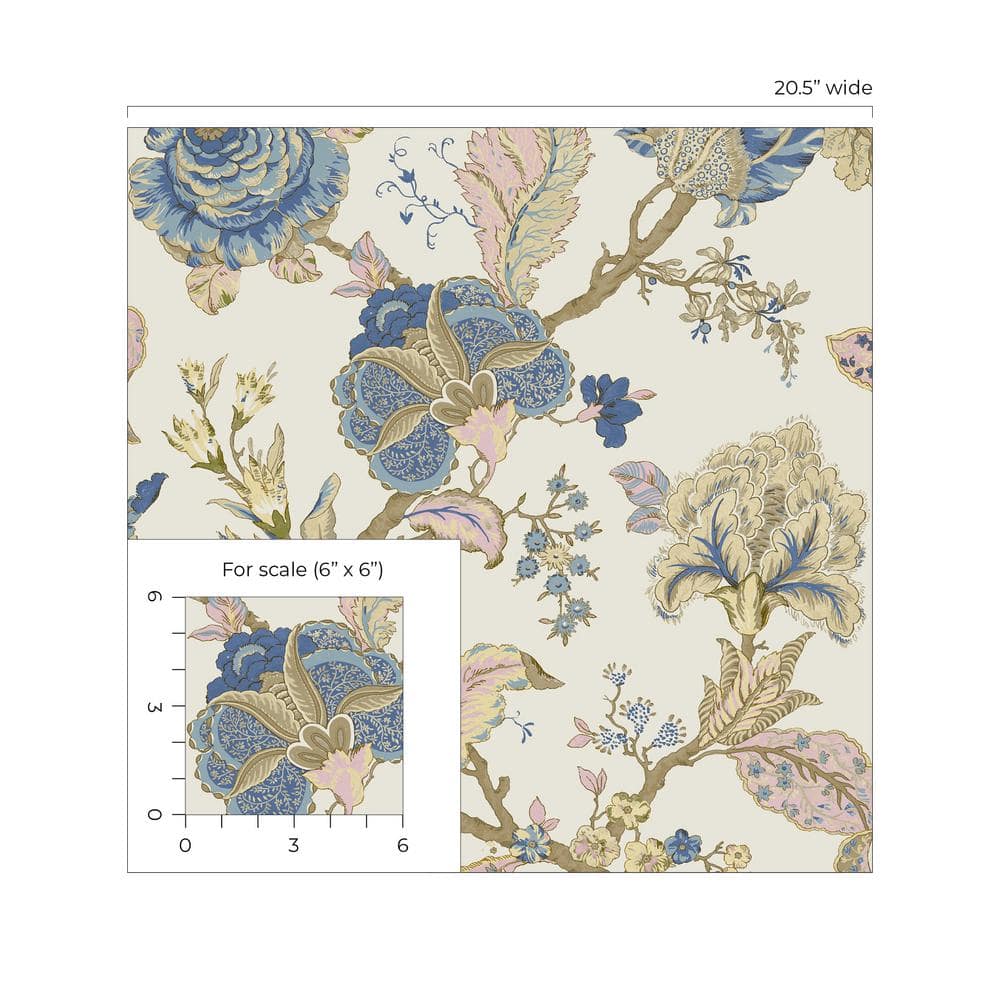 Kianna Jacobean Floral Parchment Peel and Stick Wallpaper