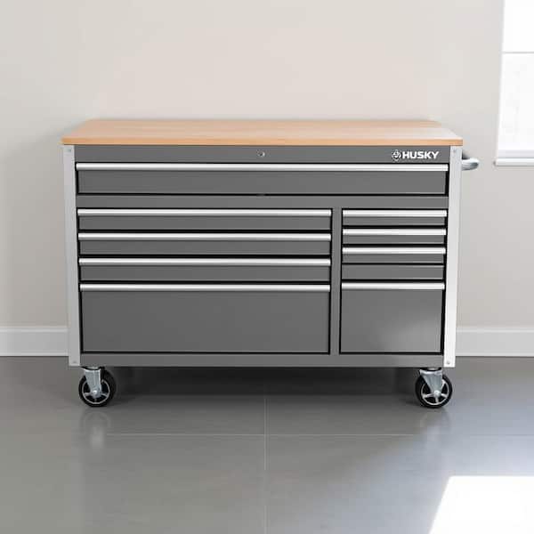 Tool Storage 52 in. W x 25 in. D Standard Duty Gloss Gray Mobile Workbench Tool Chest