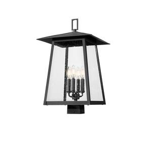 Rainer 4-Light Black Aluminum Hardwired Outdoor Marine Grade Post-Light with no bulbs included