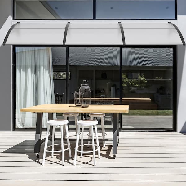 Window Door Awning Canopy 38 in. x 117 in. Door Canopy Exterior UF50+ PC Sunshade Sheet Awnings Outdoor Patio