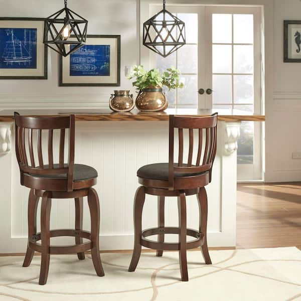 Dark Gray 24 in. Counter Height Slatted Back Swivel Stool
