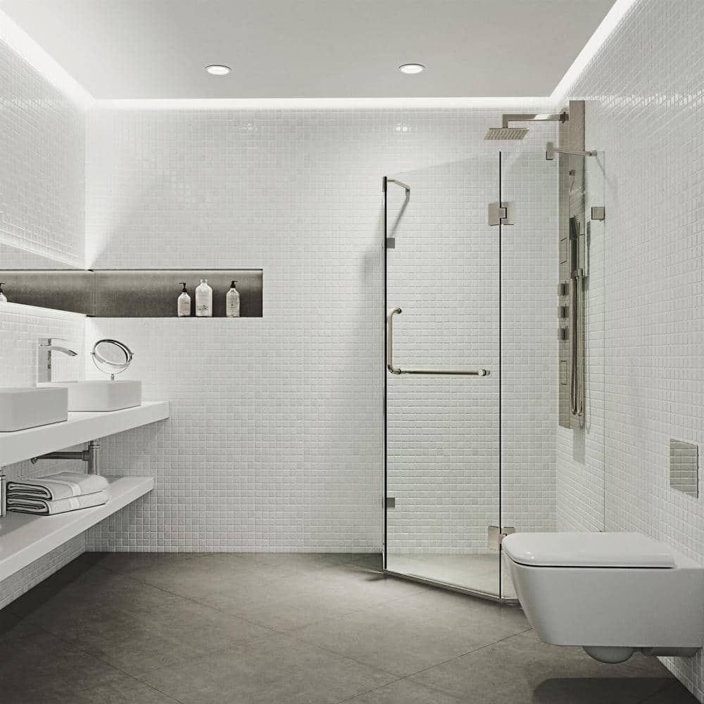 Piedmont Brushed Nickel Frameless Neo-Angle Shower Enclosure with Clear Glass