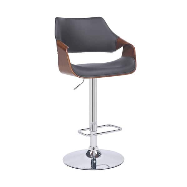 Benjara 40 in. Gray Low Back Wood Frame Barstool with Leatherette Seat