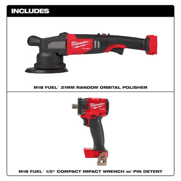 M18 FUEL18V Lithium-Ion Brushless Cordless 21MM DA Polisher w/ 1/2 in. Impact Wrench