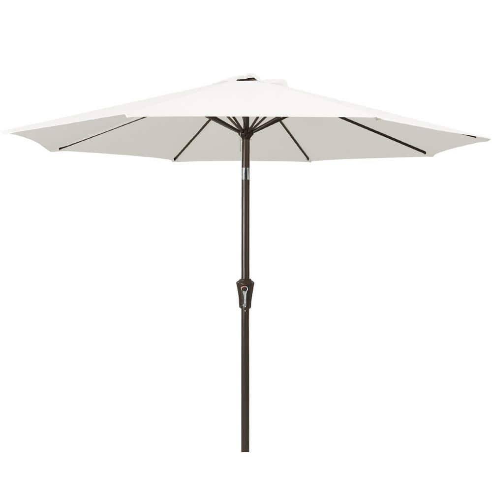 Air Vented 9 ft. Alloy Steel Market Solar Tilt Half Patio Umbrella in ...