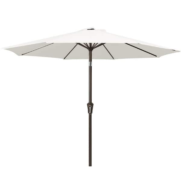 Air Vented 9 Ft. Alloy Steel Market Solar Tilt Half Patio Umbrella In 