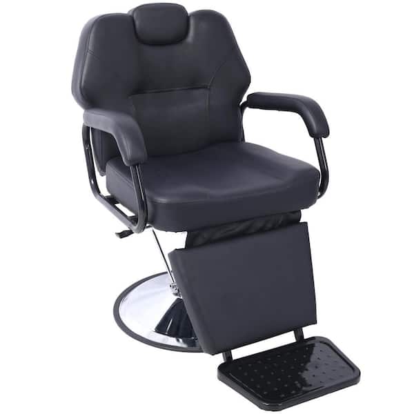 Artist hand Hair Stylist PU Leather Seat Reclining Salon Chair in Black Duty Hydraulic Extra Wider Beauty Barber Chair