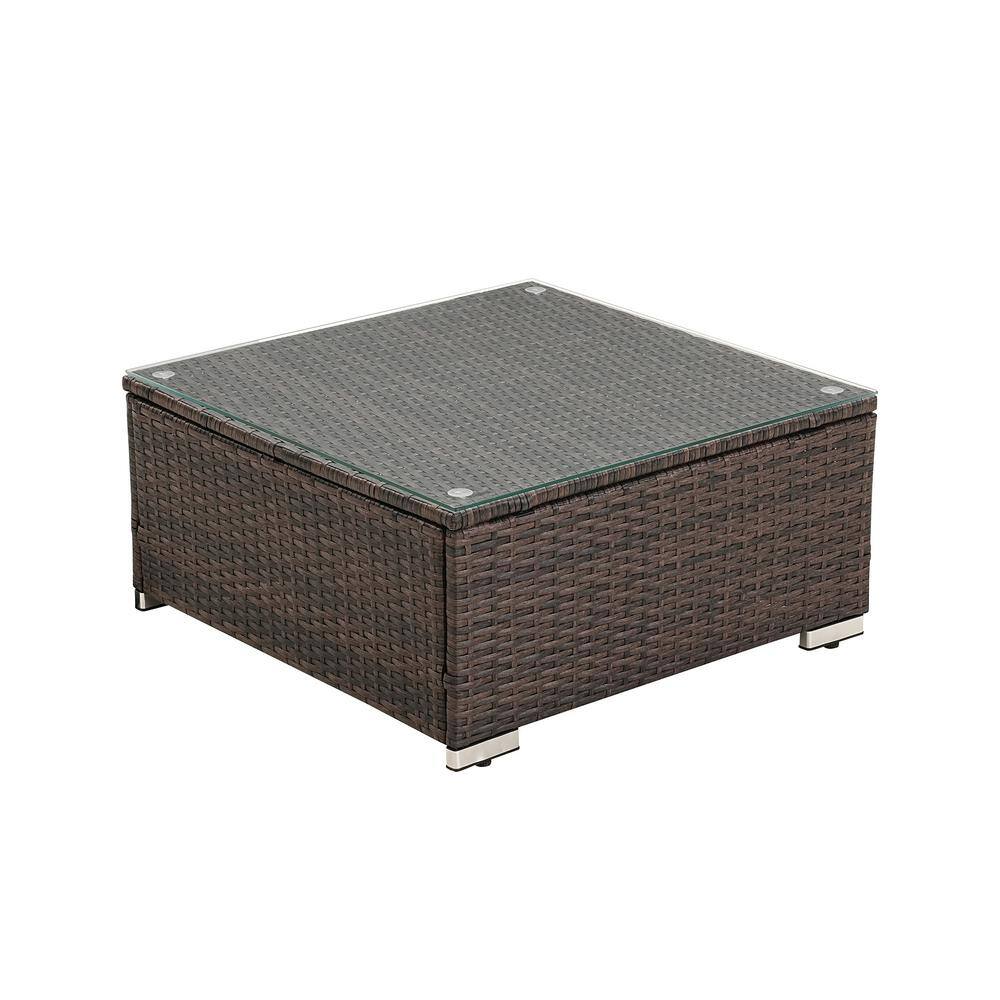 7-Piece Black Steel Wicker Patio Set with Beige Cushions