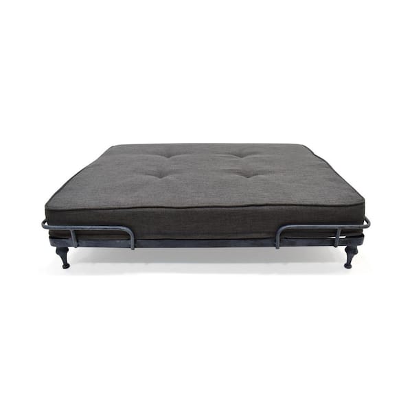 Noble House Heathbrooke Industrial Tufted Dark Gray Fabric Pet Bed