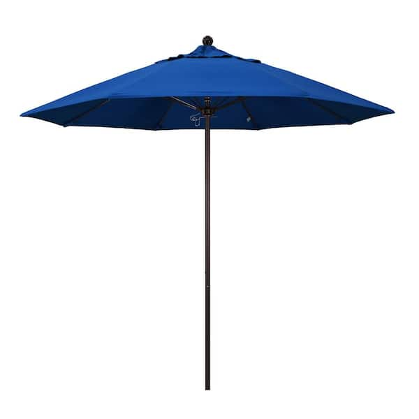 California Umbrella 9 ft. Fiberglass Market Pulley Open Bronze Patio ...