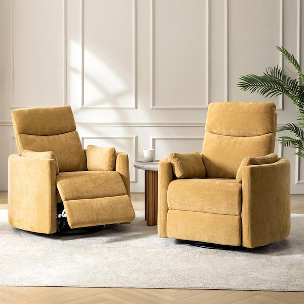 JAYDEN CREATION Flora Mustard Contemporary Swivel Rocker Power Recliner Set of 2