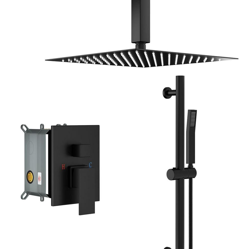 Single Handle 1-Spray Ceiling Mount 16in. Shower Faucet 1.8 GPM with Pressu