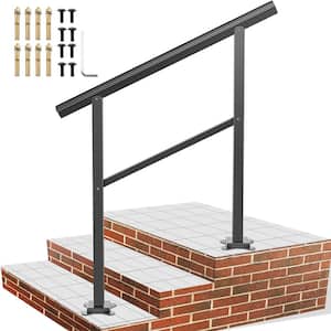 36 in. W x 35 in. H Adjustable Handrail Fits 2 Steps or 3 Steps Aluminum Handrails for Outdoor Steps, Black