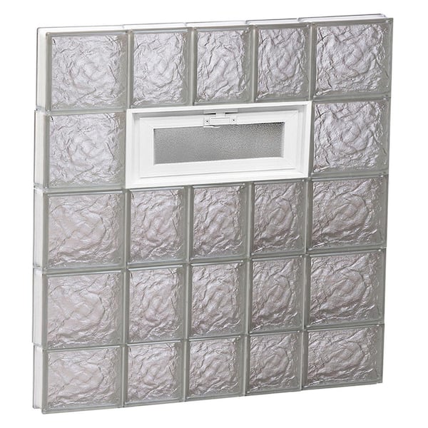 Clearly Secure 32.75 in. x 36.75 in. x 3.125 in. Frameless Ice Pattern Vented Glass Block Window