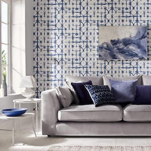 Indigo Blue Nonwoven Paper Paste the Wall Removable Wallpaper
