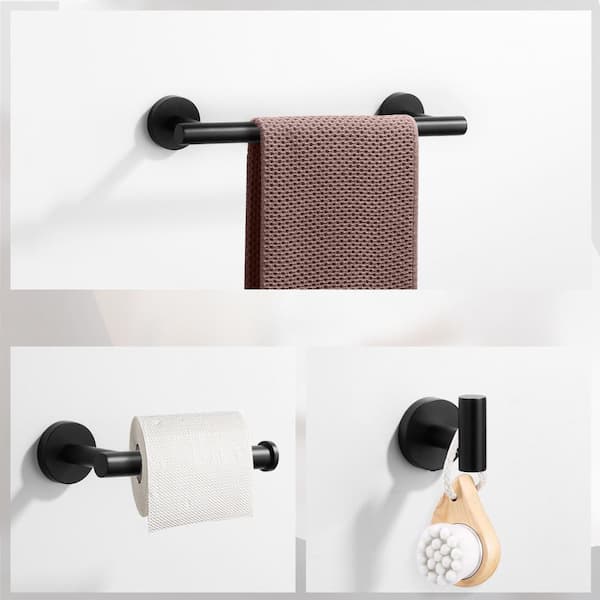 3-Pieces Bathroom Hardware Set in Matte Black