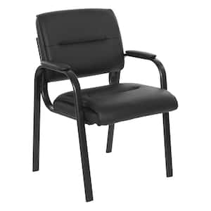 Faux Leather Upholstered Guest Chair in Black with Black Finish Frame