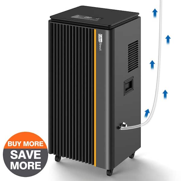 190 pt. 8,500 sq. ft. Bucketless Commercial Dehumidifier in Black, for Basement with Pump, Power Off Memory-Auto Start