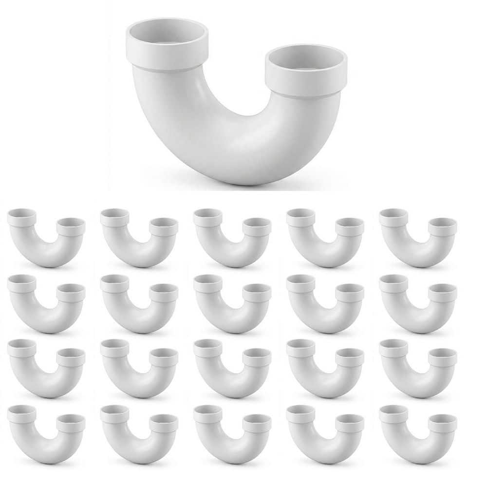 PLUMBFLEX 1-1/2 in. PVC DWV Return Bend H x H, White Rigid PVC Drain ...