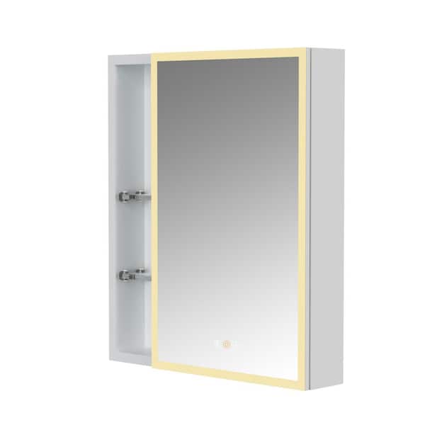 HBEZON 24 in. W x 28 in. H Rectangular Aluminum Alloy Surface Mount Medicine Cabinet with Mirror, Adjustable Shelf, Right Hinge