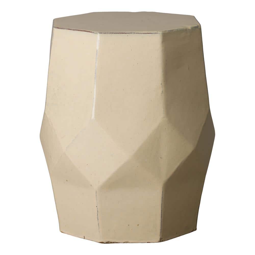 Cream Ceramic Octagon Matrix Garden Stool