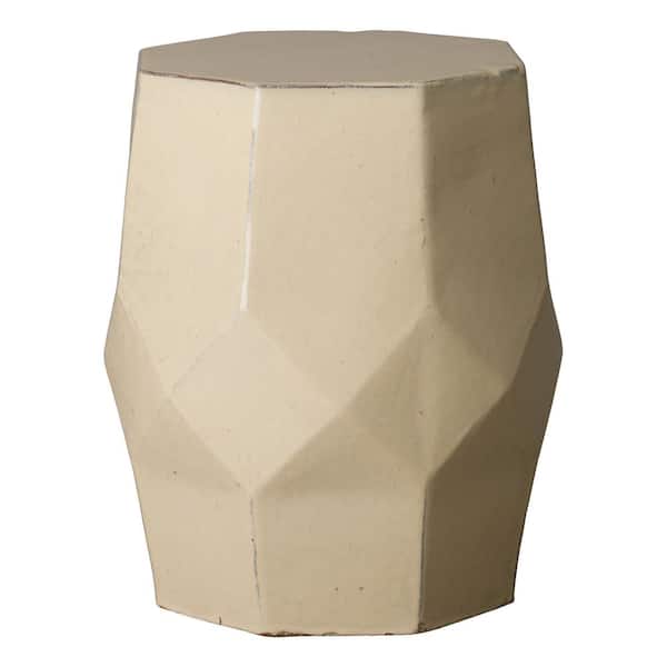 Emissary Matrix 18 in. H Cream Octagon Ceramic Garden Stool